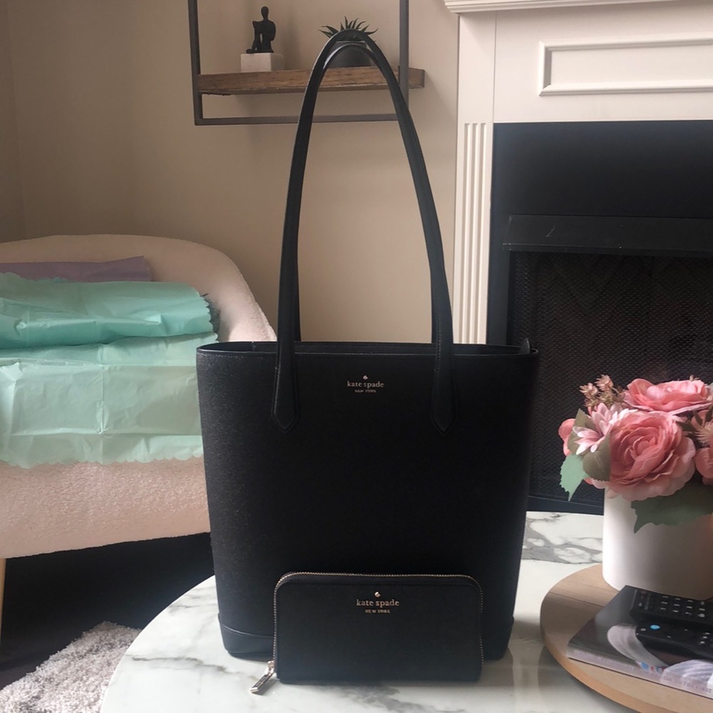 Gently used Kate Spade black sparkle purse and wallet